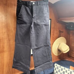 Navy wide leg crop pants